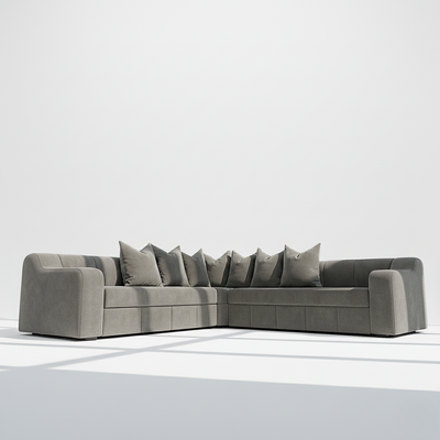 Bella 5 seater corner sofa in grey velvet
