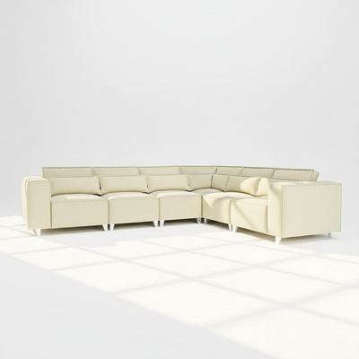 Sloane 6 seater corner sofa right hand in cream velvet