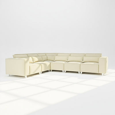 Sloane 6 seater corner sofa left hand in cream velvet