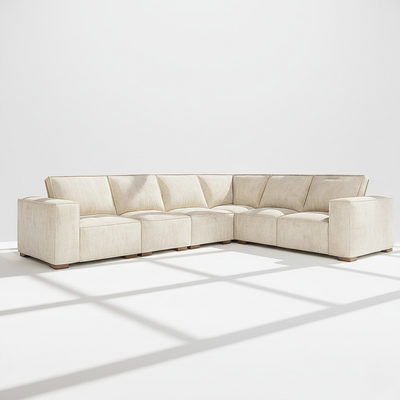 Belgravia 6 seater corner sofa right hand in ivory chenille