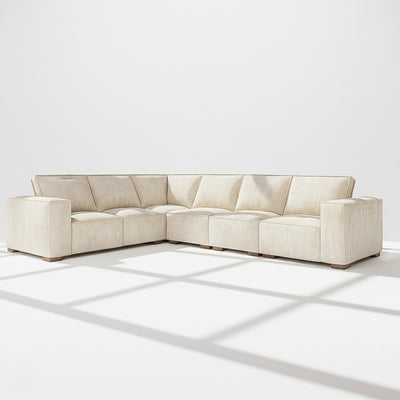 Belgravia 6 seater corner sofa left hand in ivory chenille
