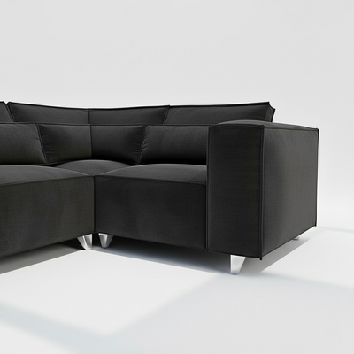 Sloane 4 seater corner sofa right hand in black velvet