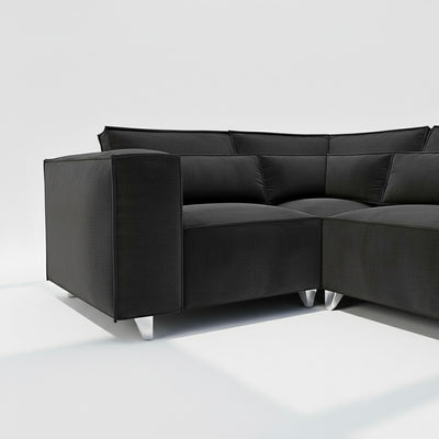 Sloane 4 seater corner sofa left hand in black velvet