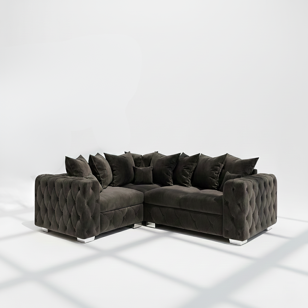 Mayfair 4 seater corner sofa left hand in black velvet