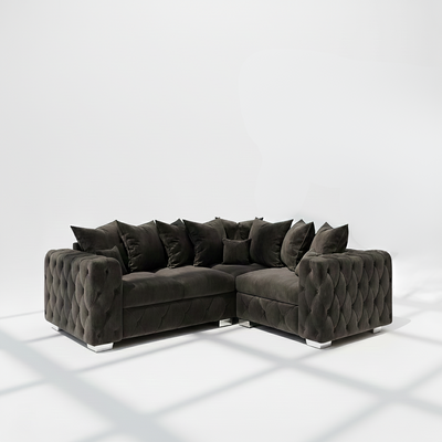 Mayfair 4 seater corner sofa right hand in black velvet