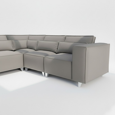 Sloane 5 seater corner sofa in grey velvet