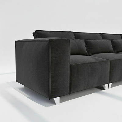 Sloane 4 seater corner sofa right hand in black velvet
