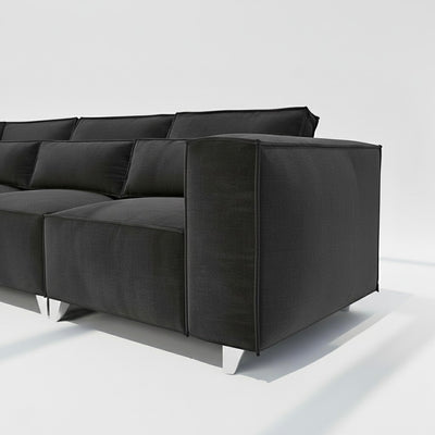 Sloane 4 seater corner sofa left hand in black velvet