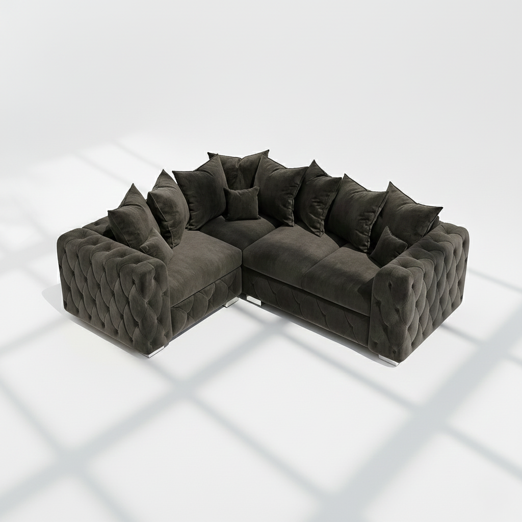 Mayfair 4 seater corner sofa left hand in black velvet