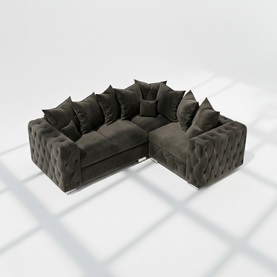 Mayfair 4 seater corner sofa right hand in black velvet