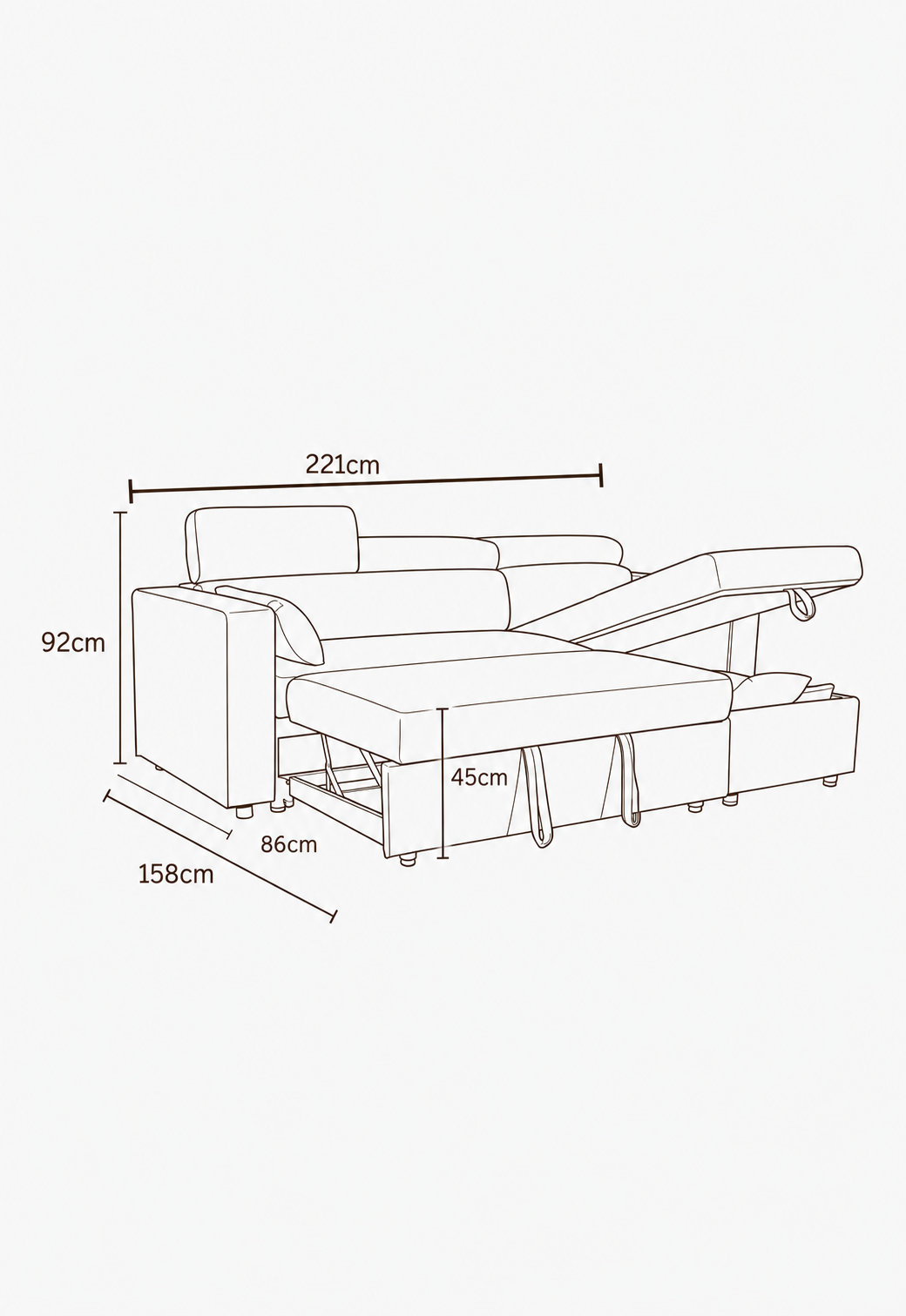 Chelsea Sofa Bed universal Chaise
