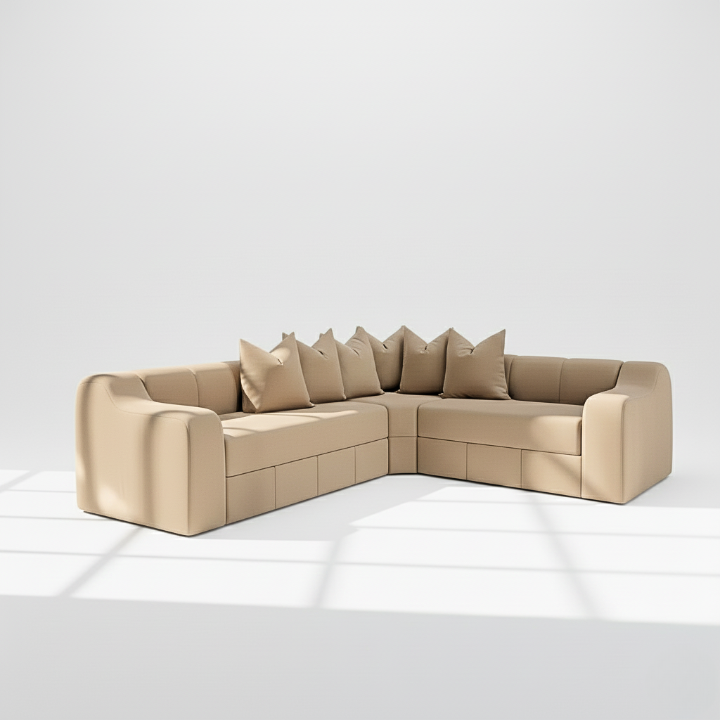 Bella 4 seater corner sofa right hand in mink velvet