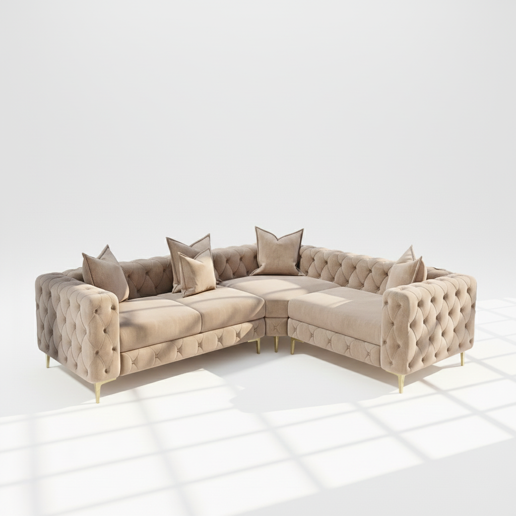 Monaco 4 seater corner right hand in mink velvet