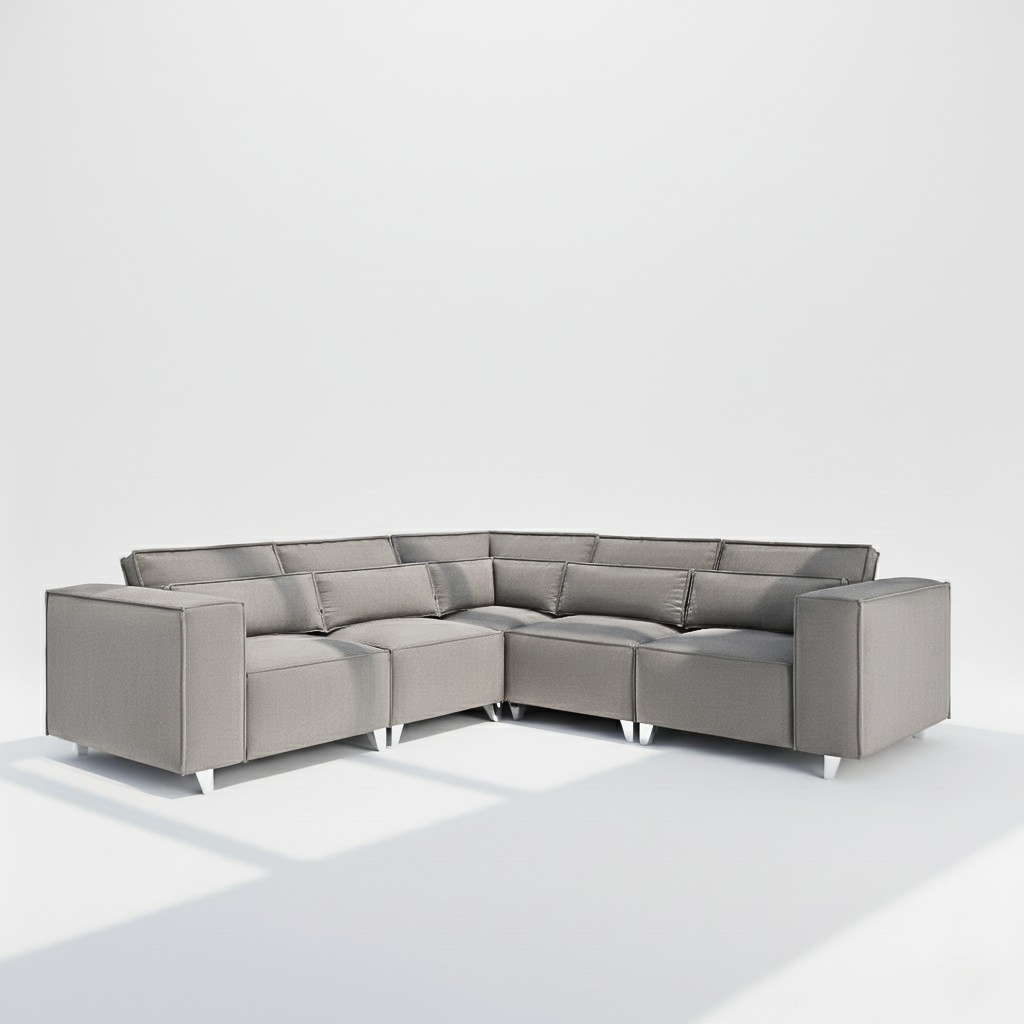 Sloane 5 seater corner sofa in grey velvet