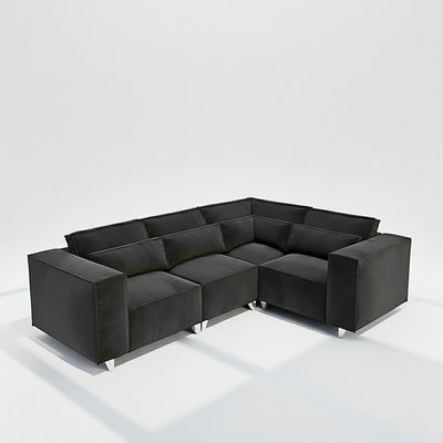 Sloane 4 seater corner sofa right hand in black velvet