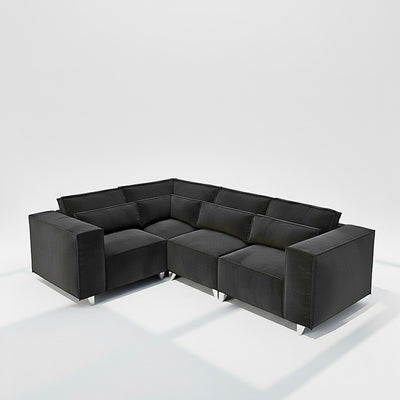 Sloane 4 seater corner sofa left hand in black velvet