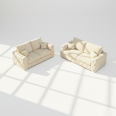 Ashton 3 & 2 seater sofa set in Cream velvet