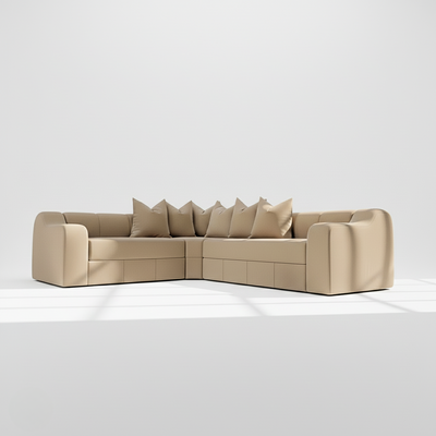 Bella 4 seater corner sofa left hand in mink velvet