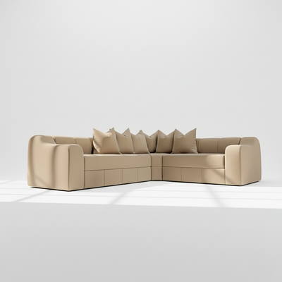 Bella 4 seater corner sofa right hand in mink velvet