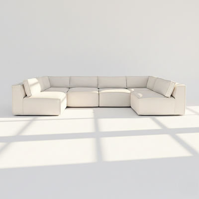 Aire XL U Shape with open end sofa in cream naples linen