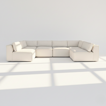 Aire XL U Shape with open end sofa in cream naples linen