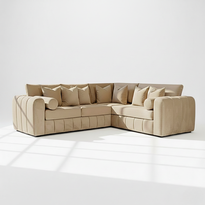 Havana 6 seater corner right hand in mink velvet