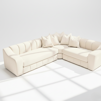 Bella 6 seater corner sofa right hand in cream velvet