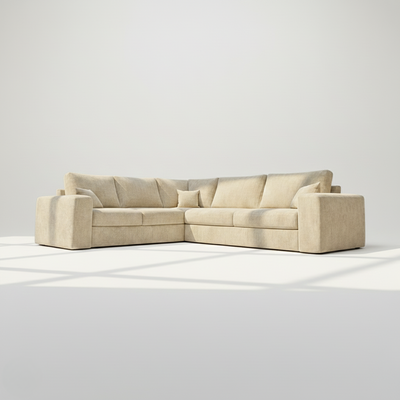 Pandora 6 seater corner sofa left hand in wheat chenille