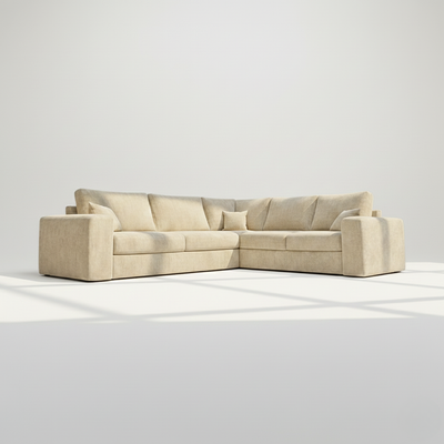 Pandora 6 seater corner sofa right hand in wheat chenille