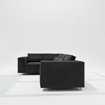Sloane 4 seater corner sofa left hand in black velvet