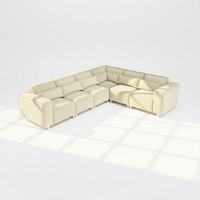 Sloane 6 seater corner sofa right hand in cream velvet