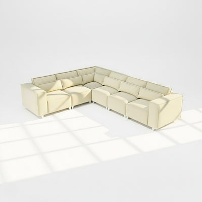 Sloane 6 seater corner sofa left hand in cream velvet