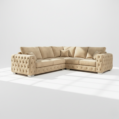 Ashton 6 seater corner sofa right hand in mink velvet