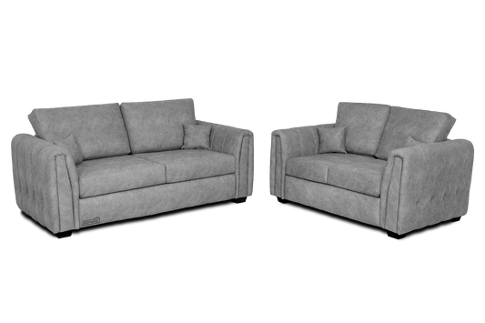 Arianna 3 Seater and 2 Seater Sofa Set in Grey Fabric