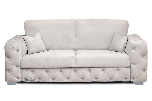 Ashton 3 Seater Sofa Fullback Cushions In Cream Velvet 