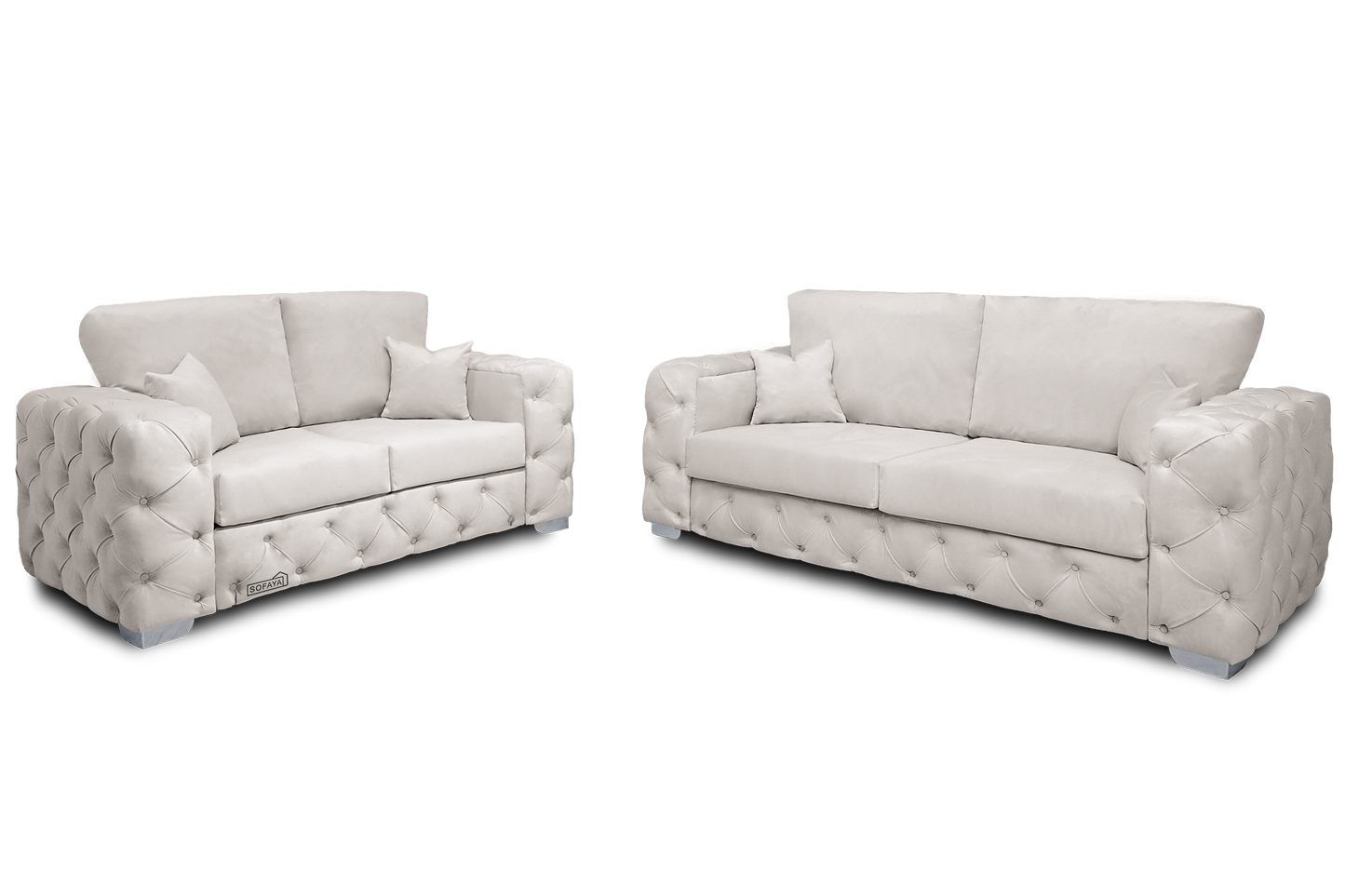 Ashton 3 Seater and 2 Seater Set in Cream Velvet