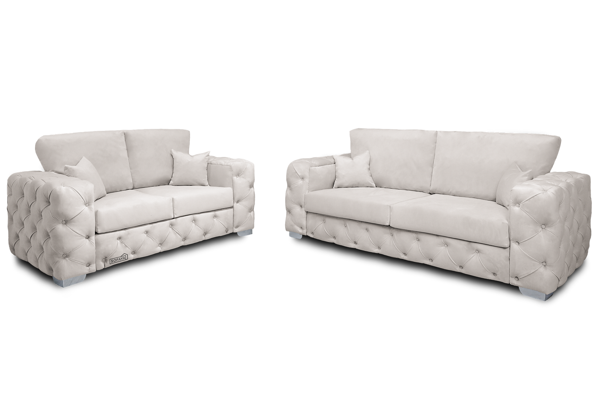 Ashton 3 Seater and 2 Seater Set in Cream Velvet