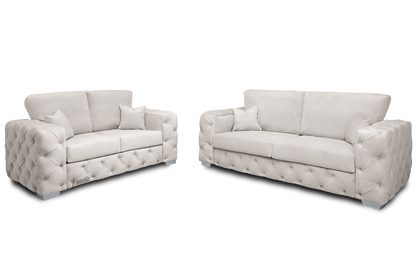Ashton 3 Seater and 2 Seater Set in Cream Velvet