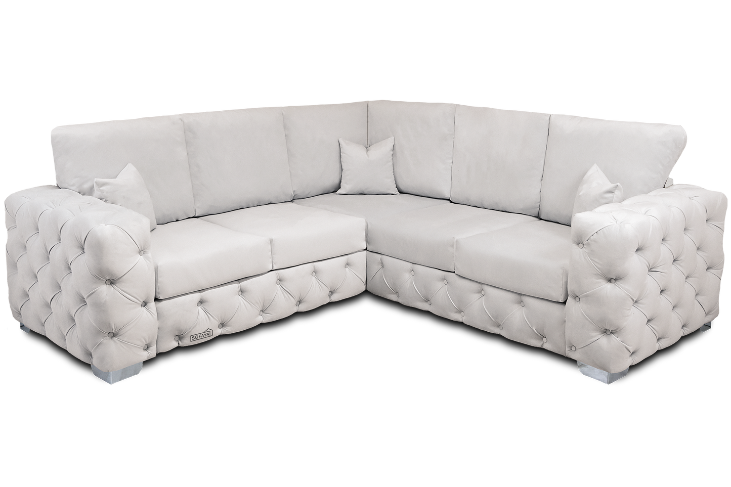 Ashton 5 Seater Corner Sofa in Cream Velvet
