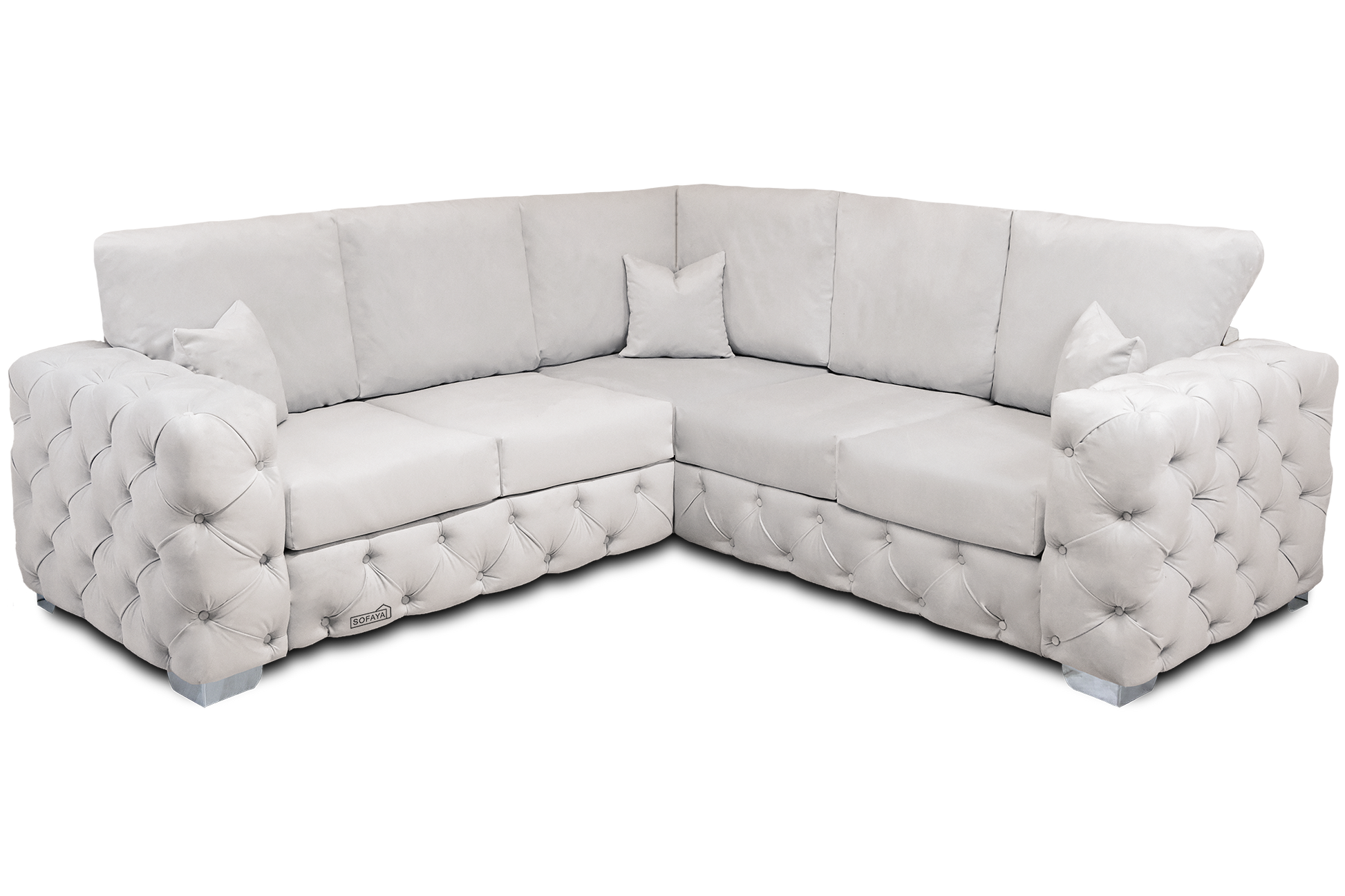 Ashton 5 Seater Corner Sofa in Cream Velvet