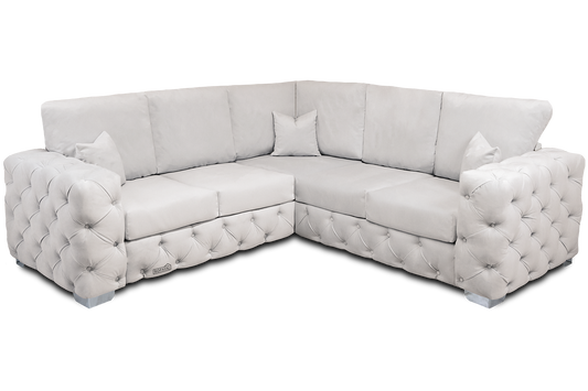Ashton 5 Seater Corner Sofa in Cream Velvet
