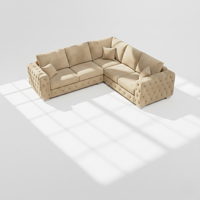 Ashton 6 seater corner sofa right hand in mink velvet