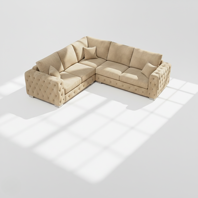 Ashton 6 seater corner sofa left hand in mink velvet