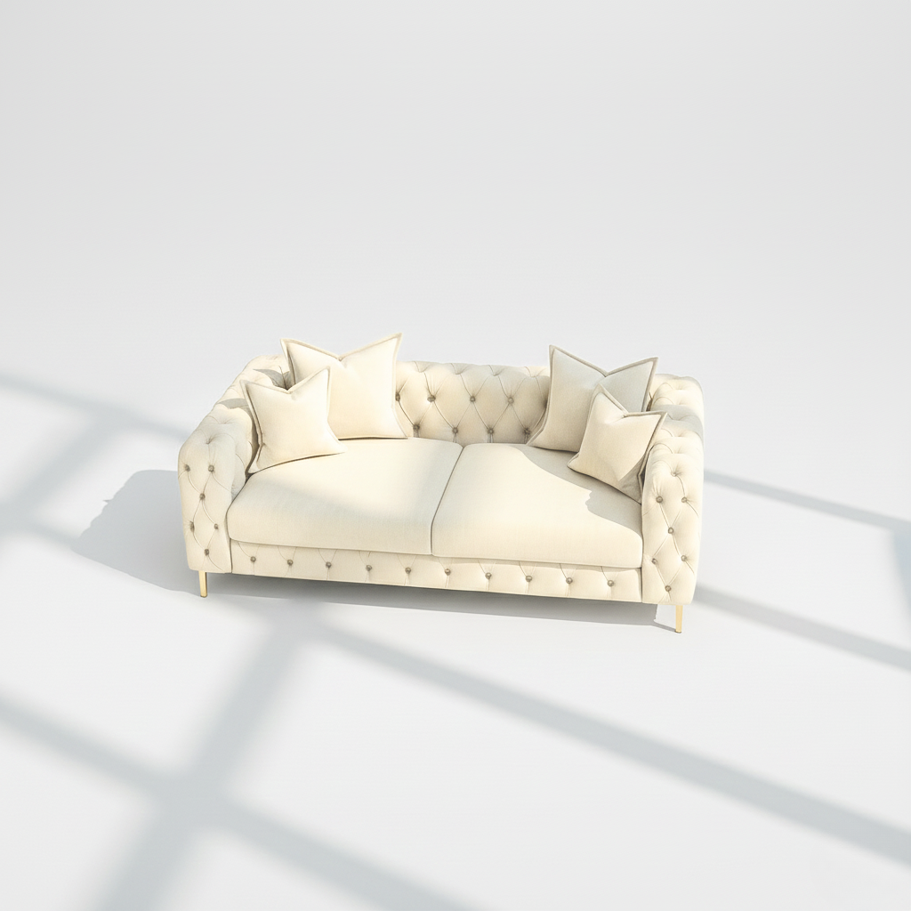 Monaco 3 seater sofa in cream velvet