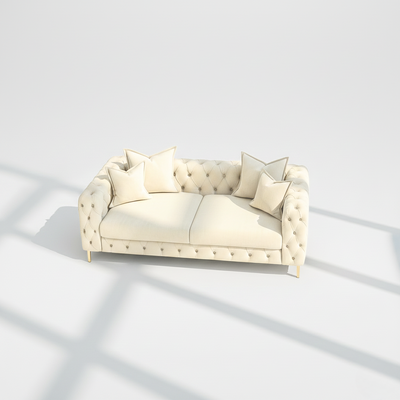 Monaco 3 seater sofa in cream velvet