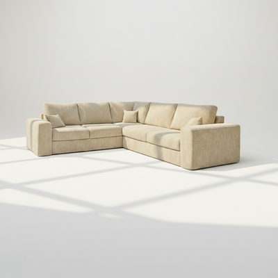 Pandora 6 seater corner sofa left hand in wheat chenille