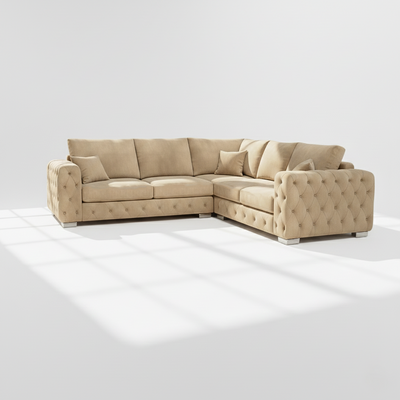 Ashton 6 seater corner sofa right hand in mink velvet