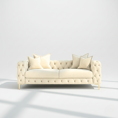 Monaco 3 seater sofa in cream velvet