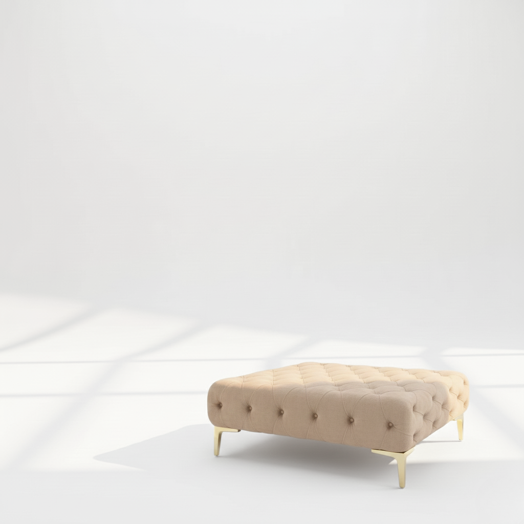 Monaco footstool in mink velvet