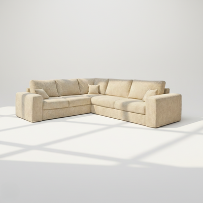 Pandora 6 seater corner sofa left hand in wheat chenille
